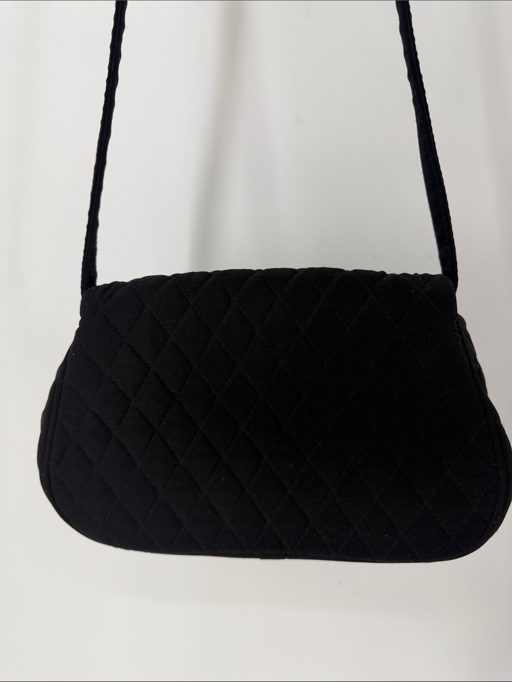 Vera Bradley Black Quilted Shoulder Bag Purse Classic Solid Handbag - Picture 4 of 6